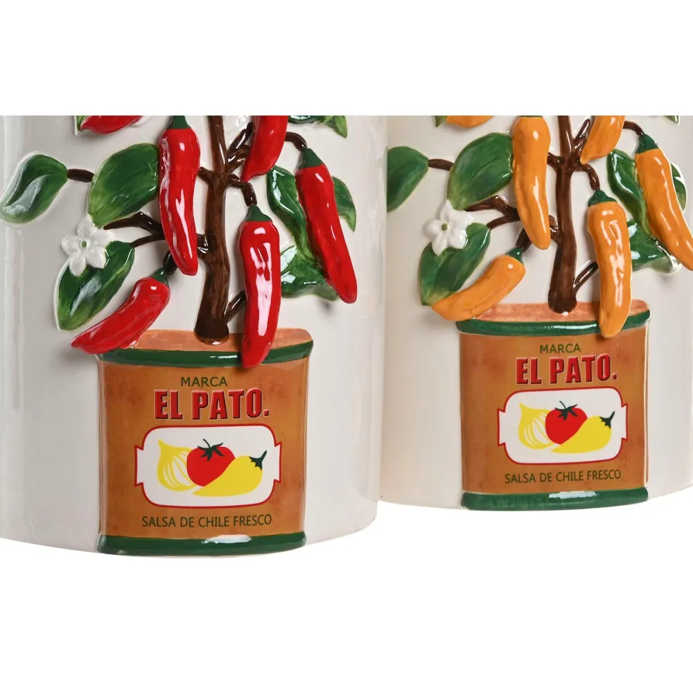 Maljakko Home ESPRIT Valkoinen Punainen Vihreä Keraminen Kaupunki Paprika 22 x 22 x 28 cm (2 osaa)