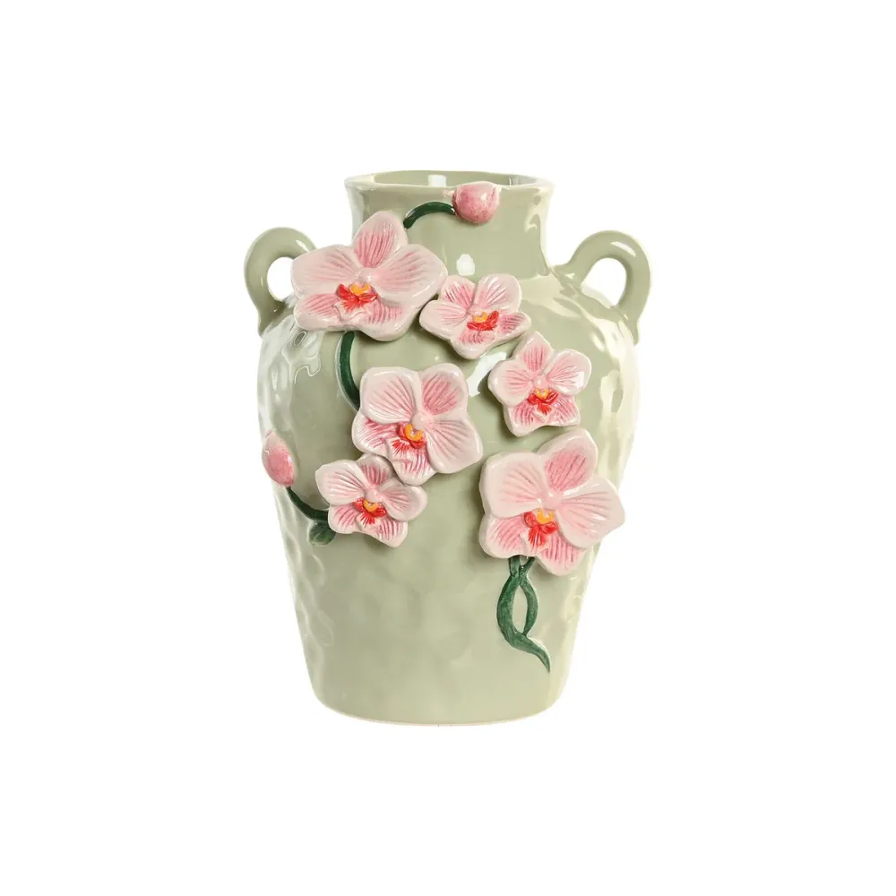 Maljakko Home ESPRIT Vihreä Pinkki Keraminen Itämainen 15 x 15 x 20 cm
