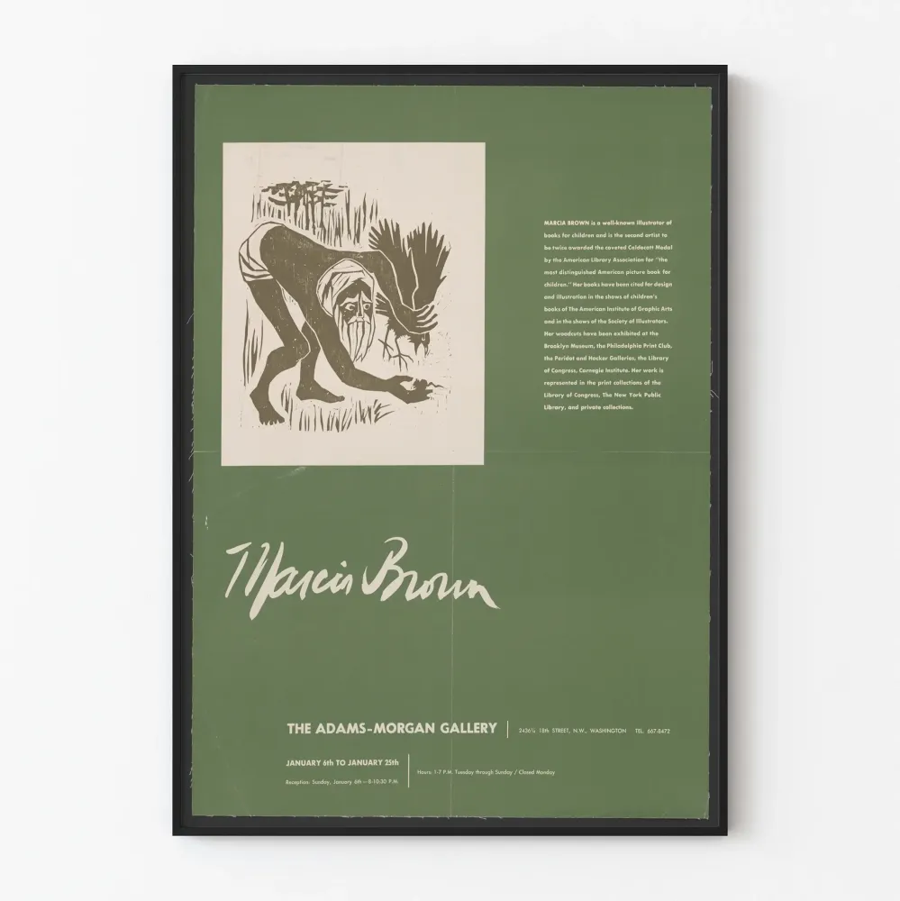 Marcia Brownin näyttelyjuliste Adams-Morgan Galleriassa
