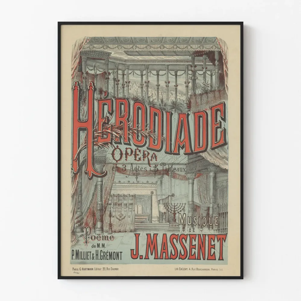 J. Massenet'n Herodiade-oopperajuliste - Vintage-seinäkoriste