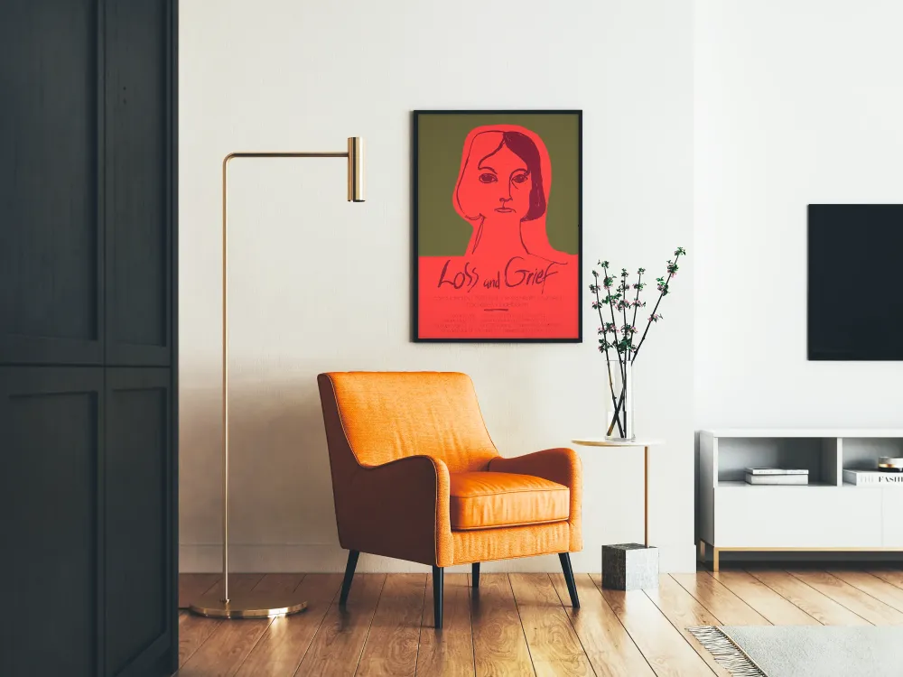 Minimalistinen koristejuliste Kasvot ja typografia Suru ja menetys