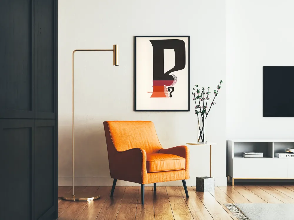 Moderni typografinen juliste 'Where's P?' seinäkoristukseen