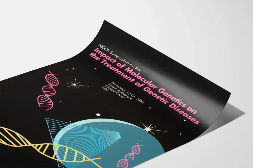 Molekyyligenetiikan symposium juliste ja geneettisten sairauksien hoito