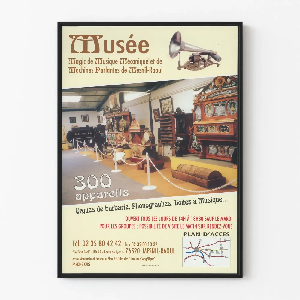 Musée Magic - Juliste mekaanisen musiikin ja puhelinkoneiden museosta Mesnil-Raoulissa