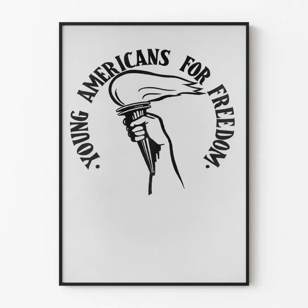 Mustavalkoinen juliste Young Americans Freedom - moderni seinäkoristelu