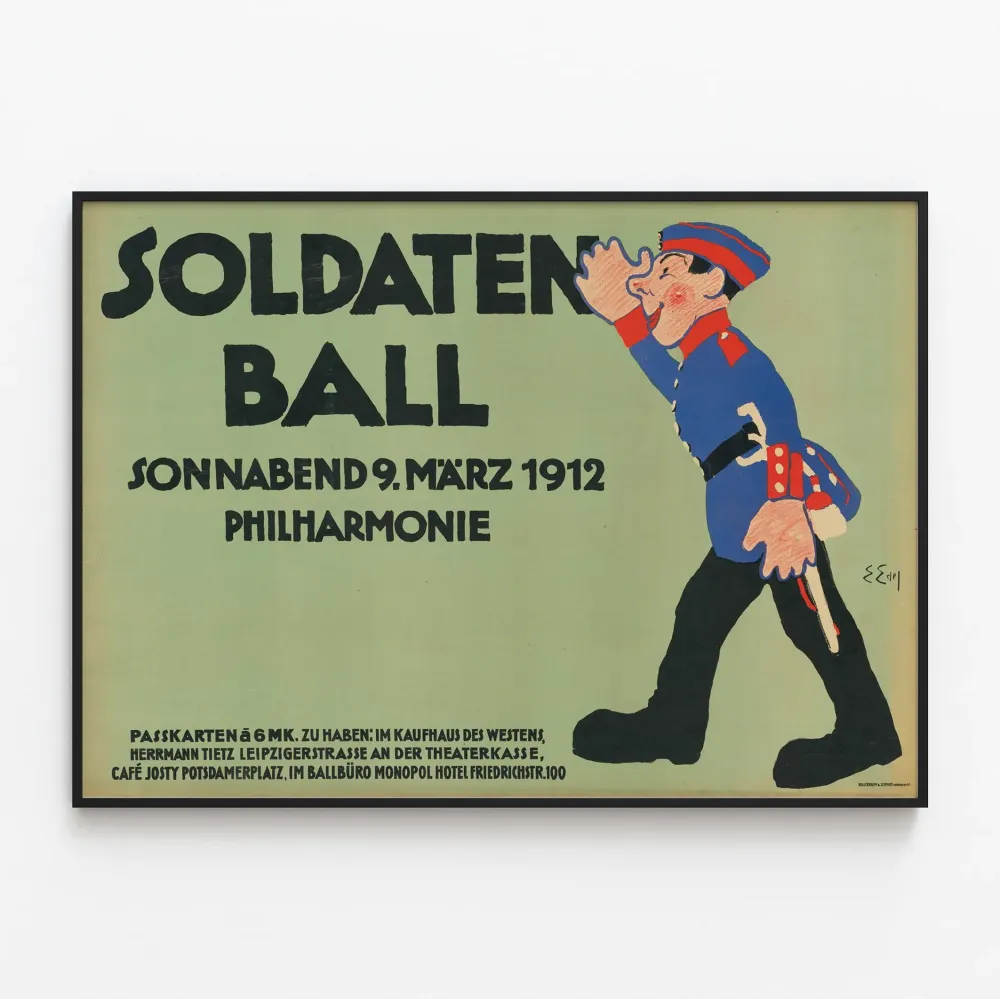 Myytyjen sotilaiden ball 1912 - vintage sotilaskoriste seinätaulu