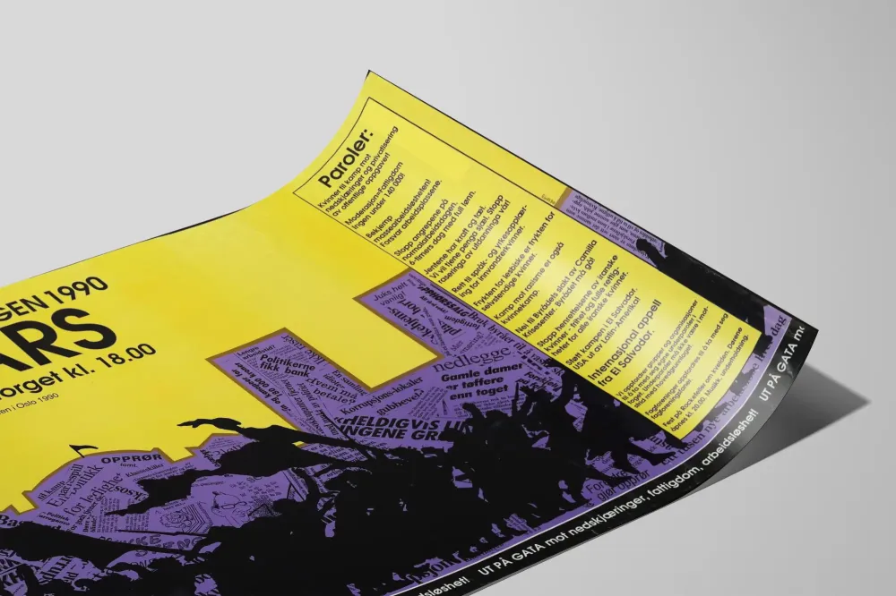 Naistenpäivän 1990 juliste - Mielenosoitus katkoja ja köyhyyttä vastaan