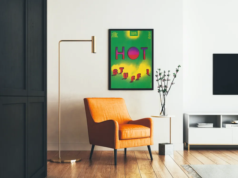 Näyttelyjuliste veistoksesta Hot Stuff valumuodossa
