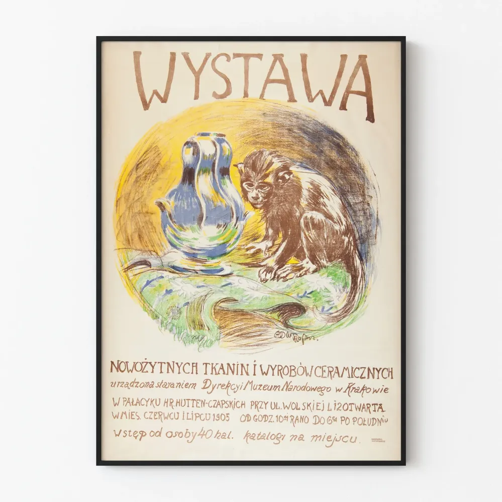Näyttelyn juliste nykyaikaisista kankaista ja keramiikasta 1905