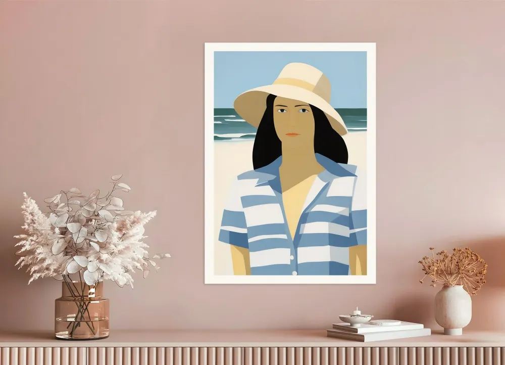 Vi ja hänen hattunsa - Ranta-muotokuva Taulu Oksana - Posterscape Creative Studio