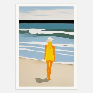 Nastya Beach Portrait - Aurinkoinen Keltainen Rannikkotaulu Oksana - Posterscape Creative Studio