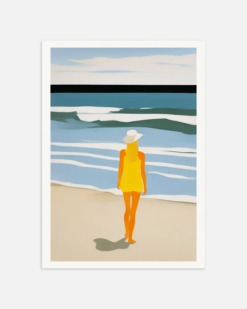 Nastya Beach Portrait - Aurinkoinen Keltainen Rannikkotaulu Oksana - Posterscape Creative Studio