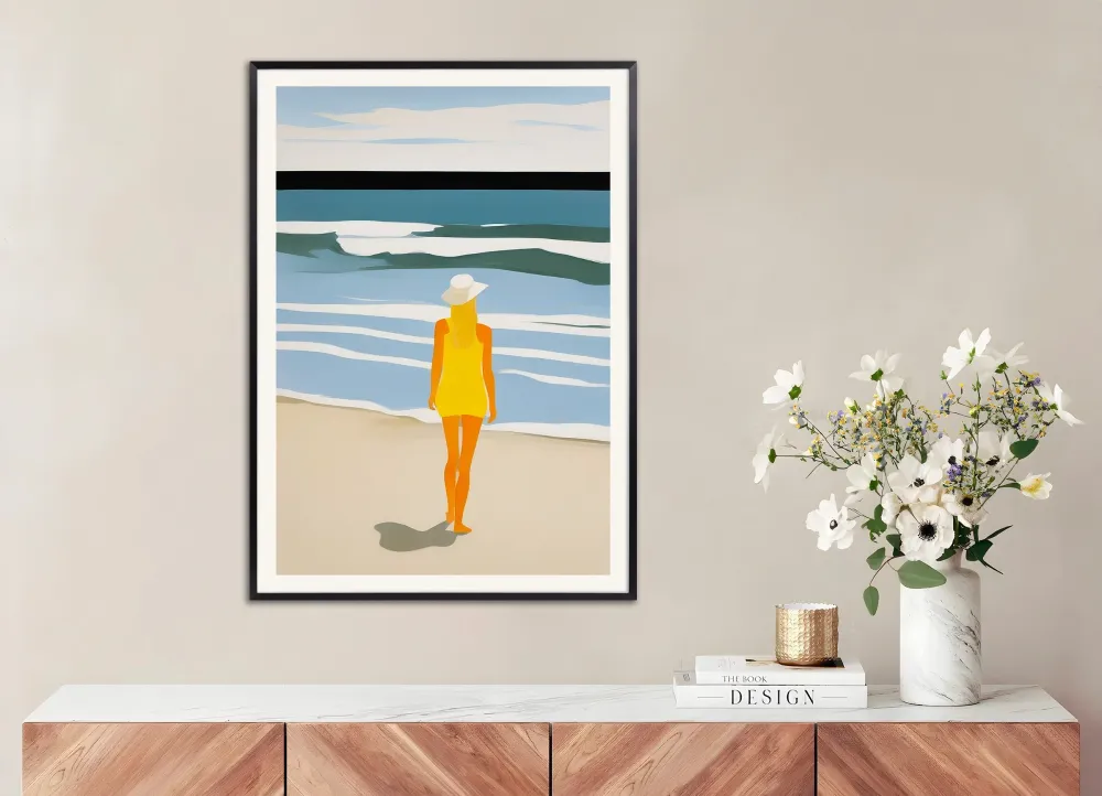 Nastya Beach Portrait - Aurinkoinen Keltainen Rannikkotaulu Oksana - Posterscape Creative Studio