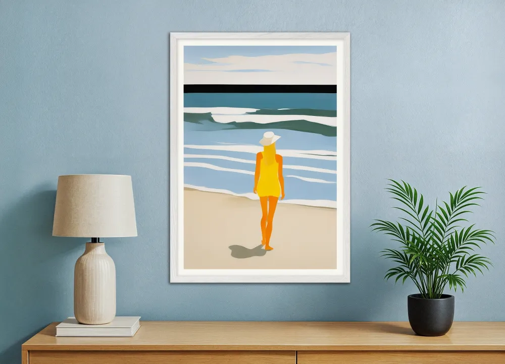 Nastya Beach Portrait - Aurinkoinen Keltainen Rannikkotaulu Oksana - Posterscape Creative Studio