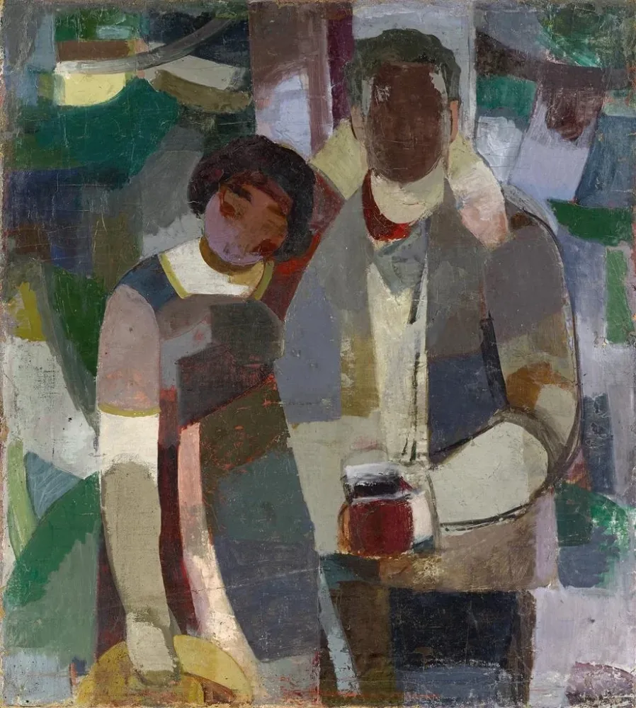 Pariskunta puiden alla taidetuloste - Albert Müller