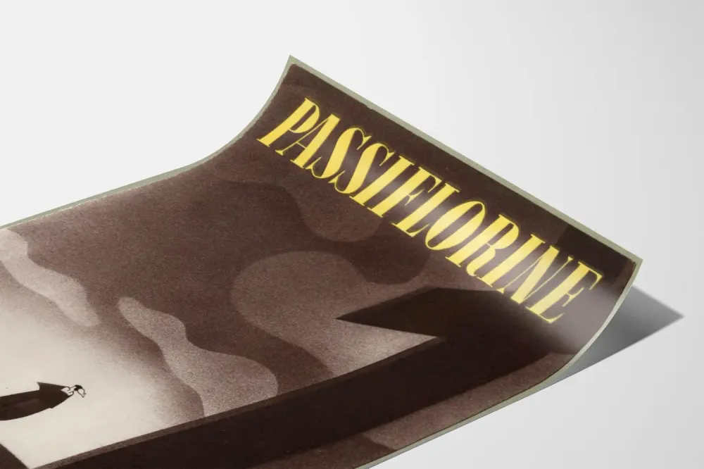 Passiflorine juliste retrodramaattinen tyyli