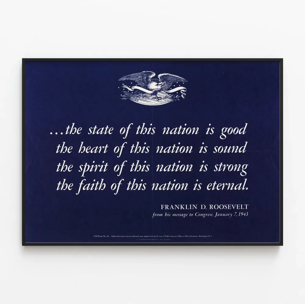 Patriottisten lainauksien juliste Franklin D. Roosevelt