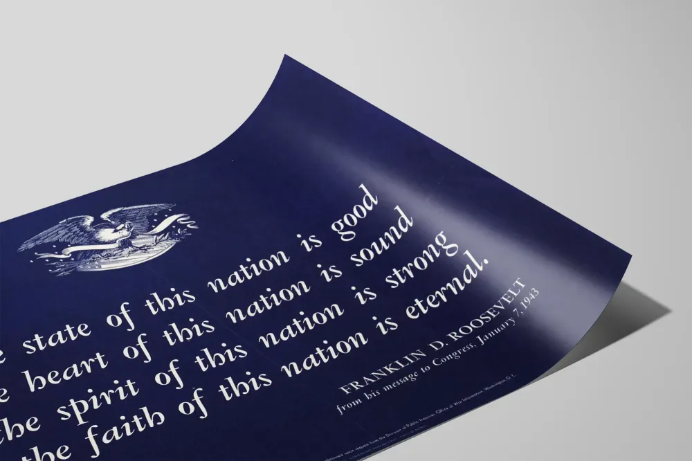 Patriottisten lainauksien juliste Franklin D. Roosevelt
