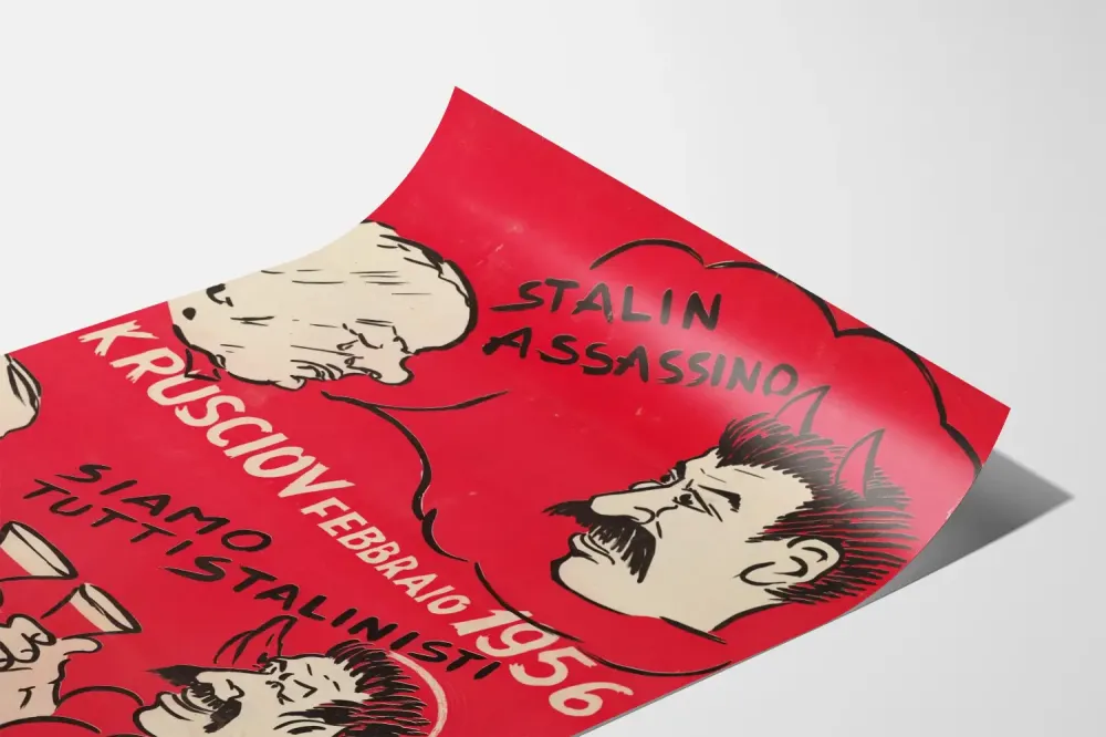 Poliittinen juliste Khrushchev ja Stalin 1956–1957