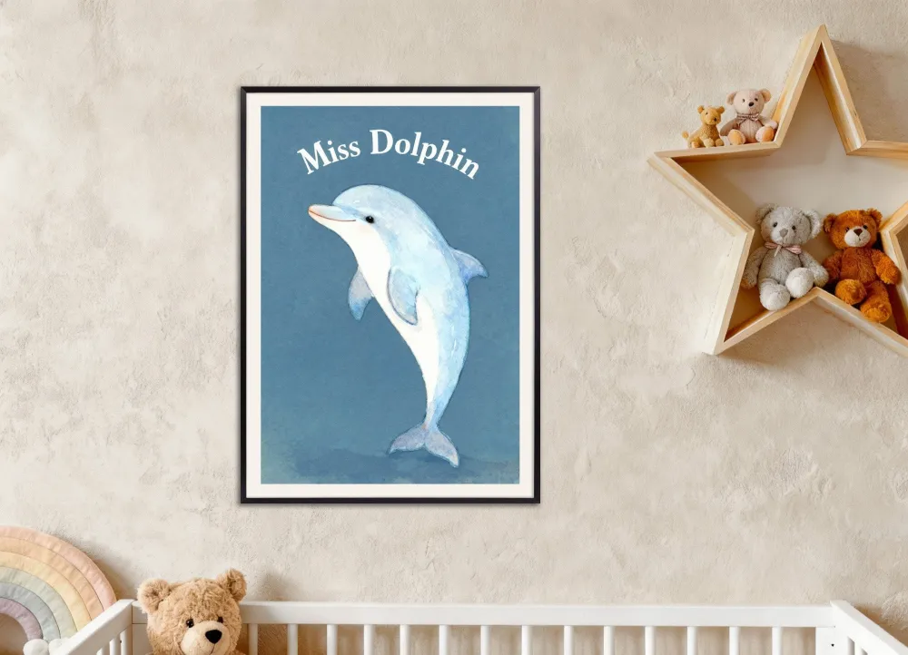 Lastenhuoneen delfiinijuliste – Leikkisä merielä Posterscape Creative Studio