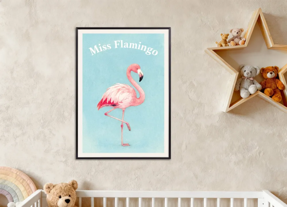 Lastenhuoneen flamingo Poster – Vesivärijuliste Posterscape Creative Studio