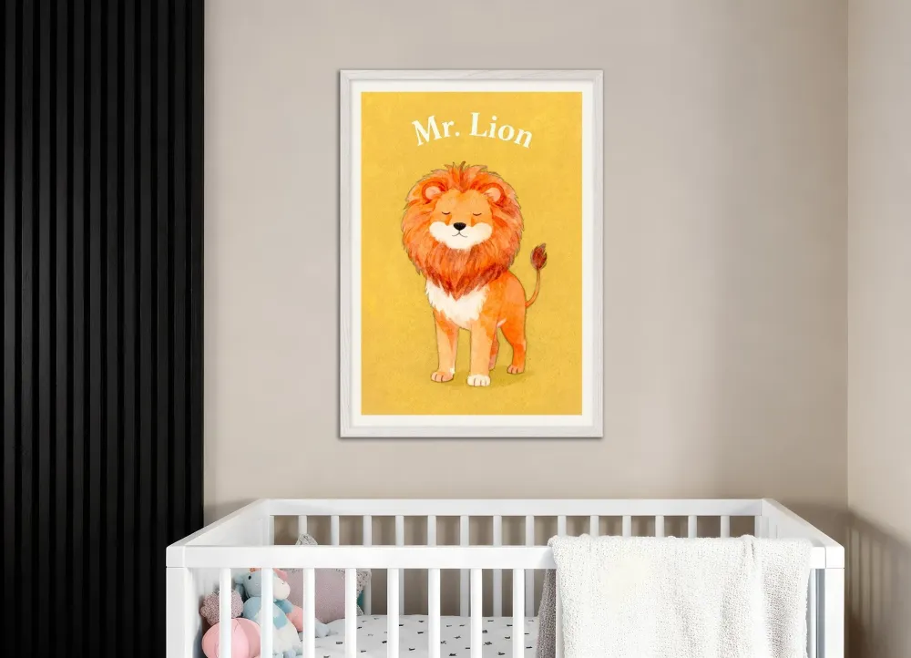 Lastenhuoneen leijonaposter – Viidakkokuninkaan vesivärit juliste Posterscape Creative Studio
