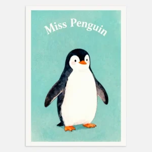 Lastenhuoneen pingviiniposter – Suloinen arktinen vesivärielä juliste Posterscape Creative Studio