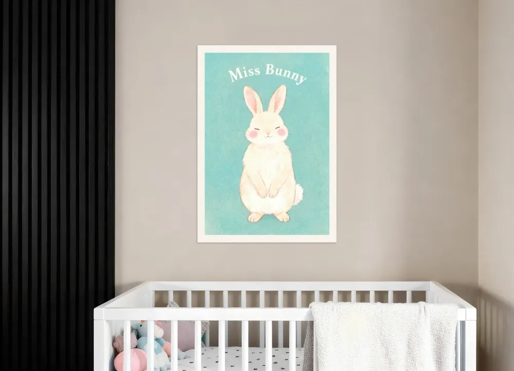 Lastenhuoneen pupujuliste – Neiti Pupunen, suloinen vesiväri Posterscape Creative Studio