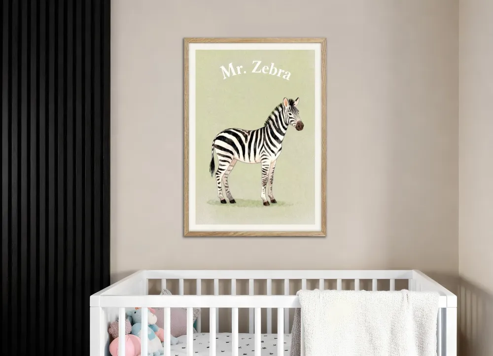 Lastenhuoneen seepra Poster – Safari raidat vesivärijuliste Posterscape Creative Studio