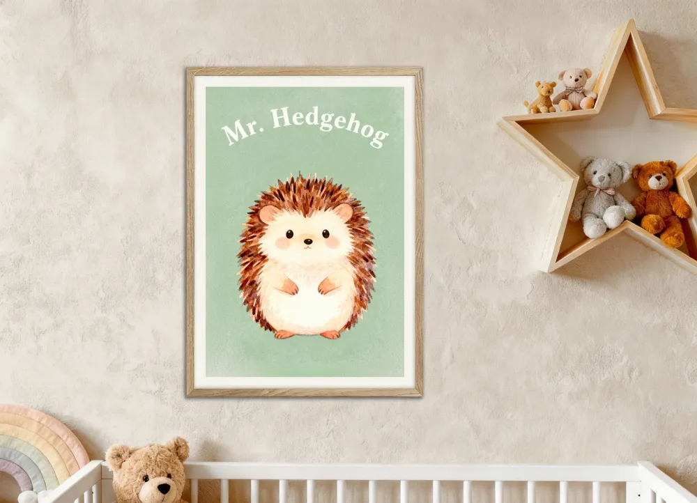 Lastenhuoneen siilijuliste – Suloinen piikikäs kaveri Posterscape Creative Studio