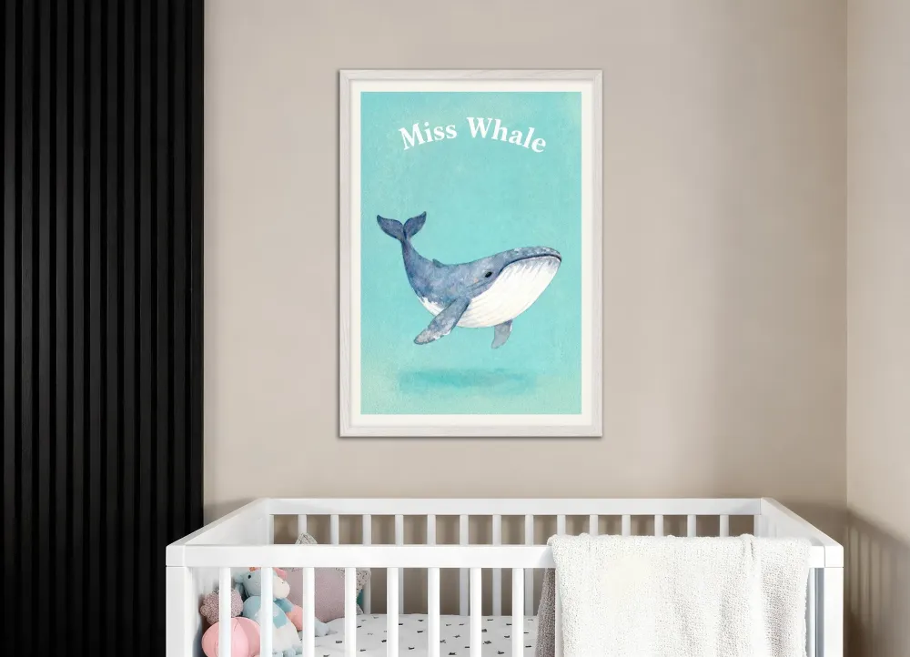 Lastenhuoneen valas Poster – Meren jättiläinen vesivärimaalaus juliste Posterscape Creative Studio