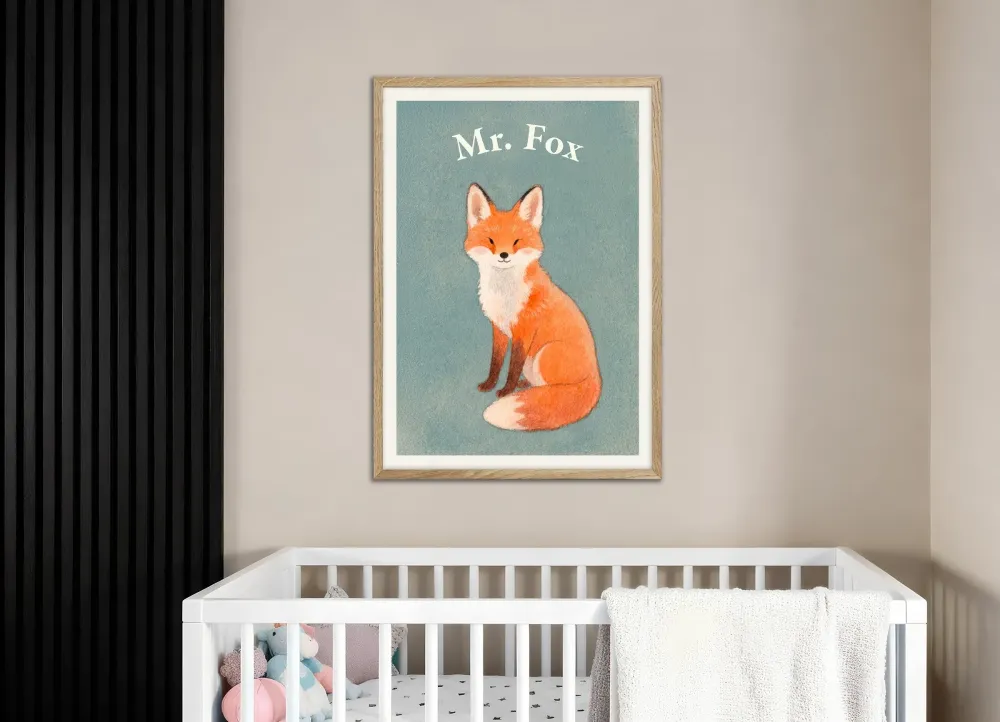 Vauvanhuoneen kettu poster – Metsän viehätys vesiväreillä juliste Posterscape Creative Studio