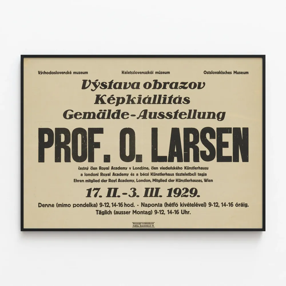 Professori O. Larsenin taidenäyttelyjuliste 1929