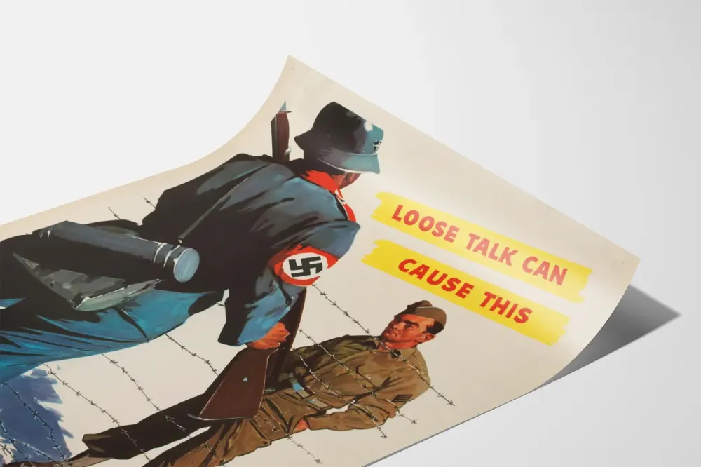 Propagandajuliste toisen maailmansodan sotilaallisesta propagandasta - Vapaa puhe voi aiheuttaa tämän