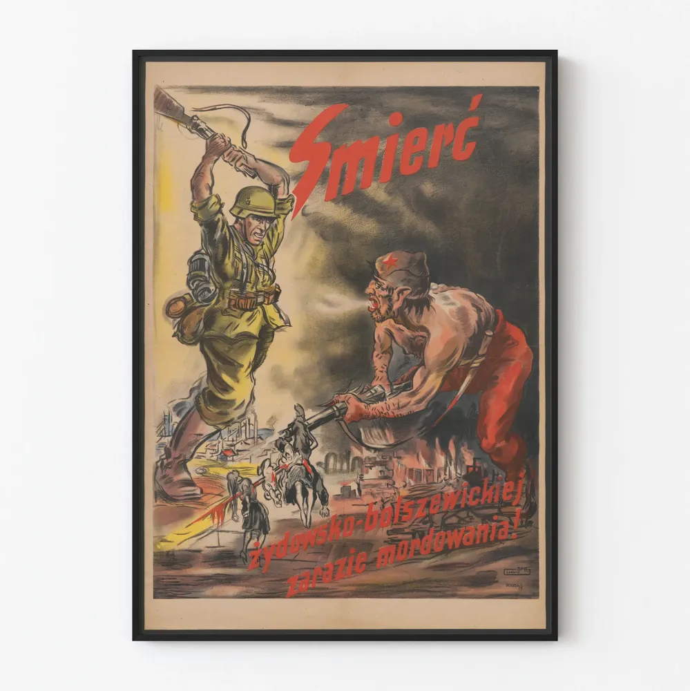 Puolalainen historiallinen propagandajuliste bolševikkeja vastaan