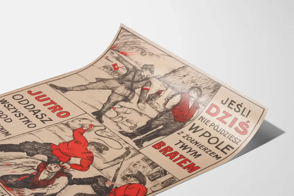 Puolalainen sotilaallinen propagandajuliste – Visuaalinen isänmaallinen viesti