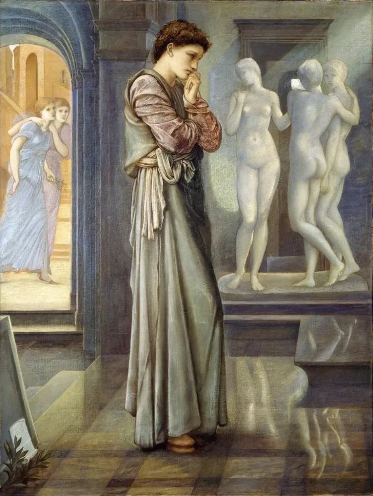 Pygmalion ja kuvan taidetuloste, Sydän kaipaa - Sir Edward Coley Burne - Jones | Taidetuloste