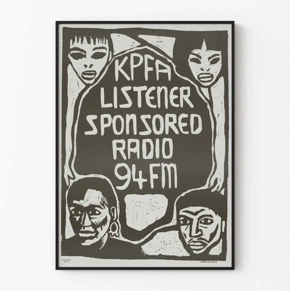 Radio KPFA Kuuntelijoiden tukema 94 FM - Seinän koristegrafiikka Juliste