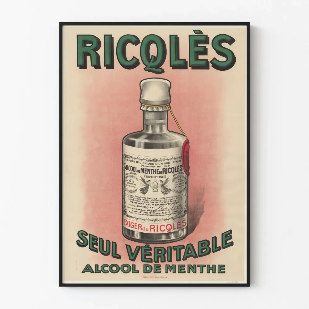 Retro juliste Ricqlèsin minttuviinistä – Vinttityylinen seinäkoriste