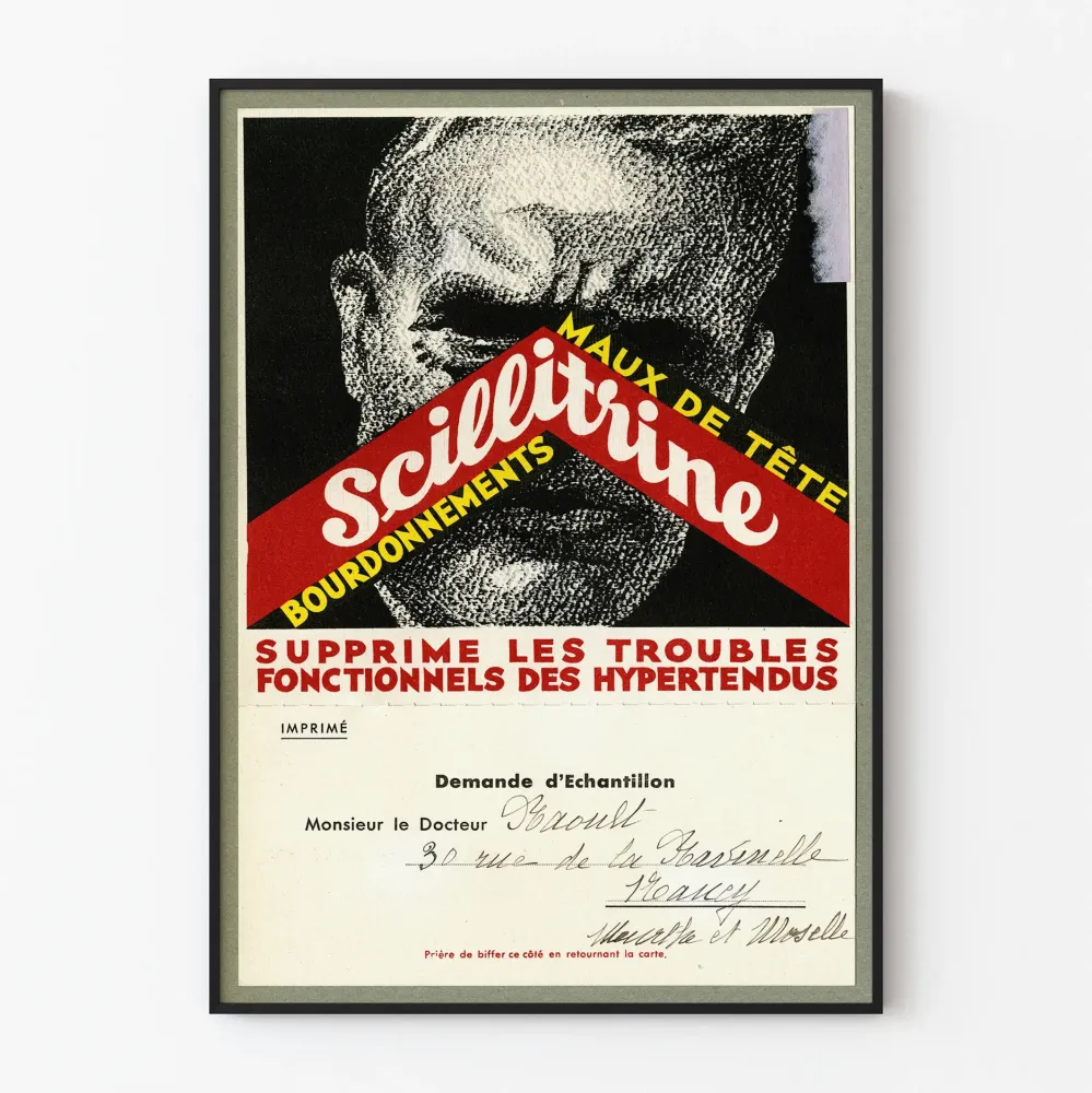 Retro mainosjuliste Scillittrine - lääketieteellinen seinäkoriste