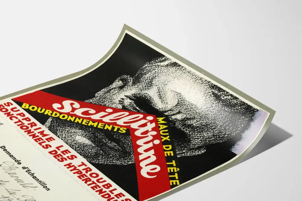Retro mainosjuliste Scillittrine - lääketieteellinen seinäkoriste