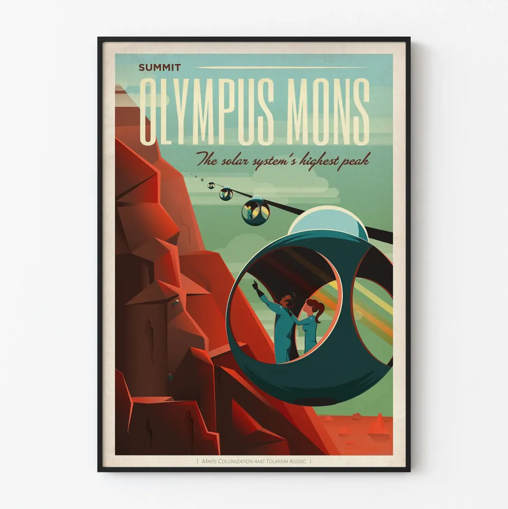 Retro Olympus Mons -järkäleen korkeimman huipun juliste