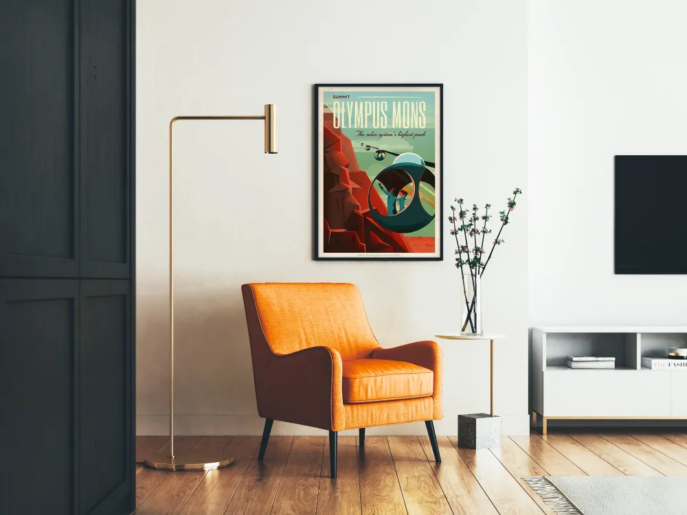 Retro Olympus Mons -järkäleen korkeimman huipun juliste