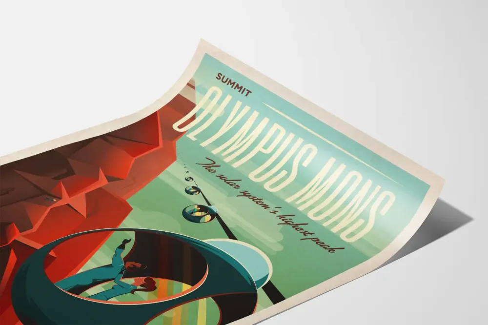 Retro Olympus Mons -järkäleen korkeimman huipun juliste