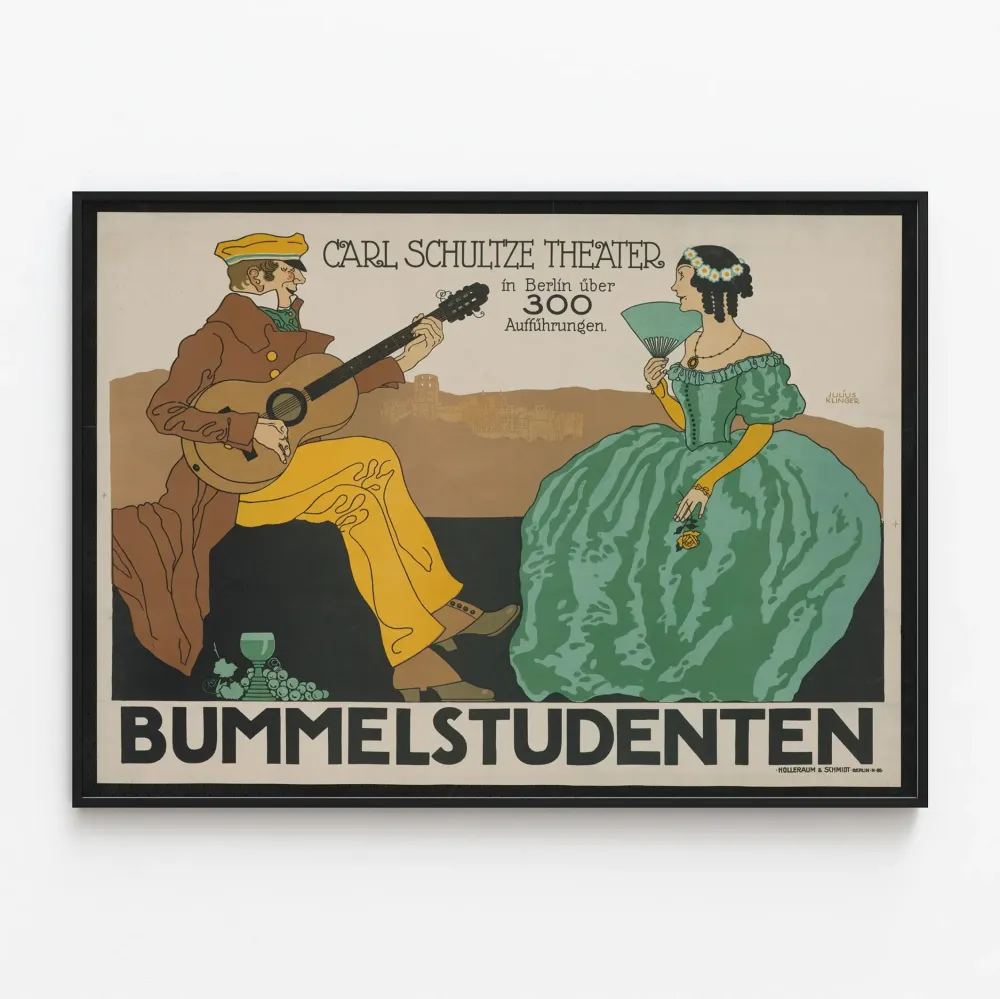 Retrojuliste Bummelstudenten - Vanhahtava teatteriseinäkoristelu saksalainen