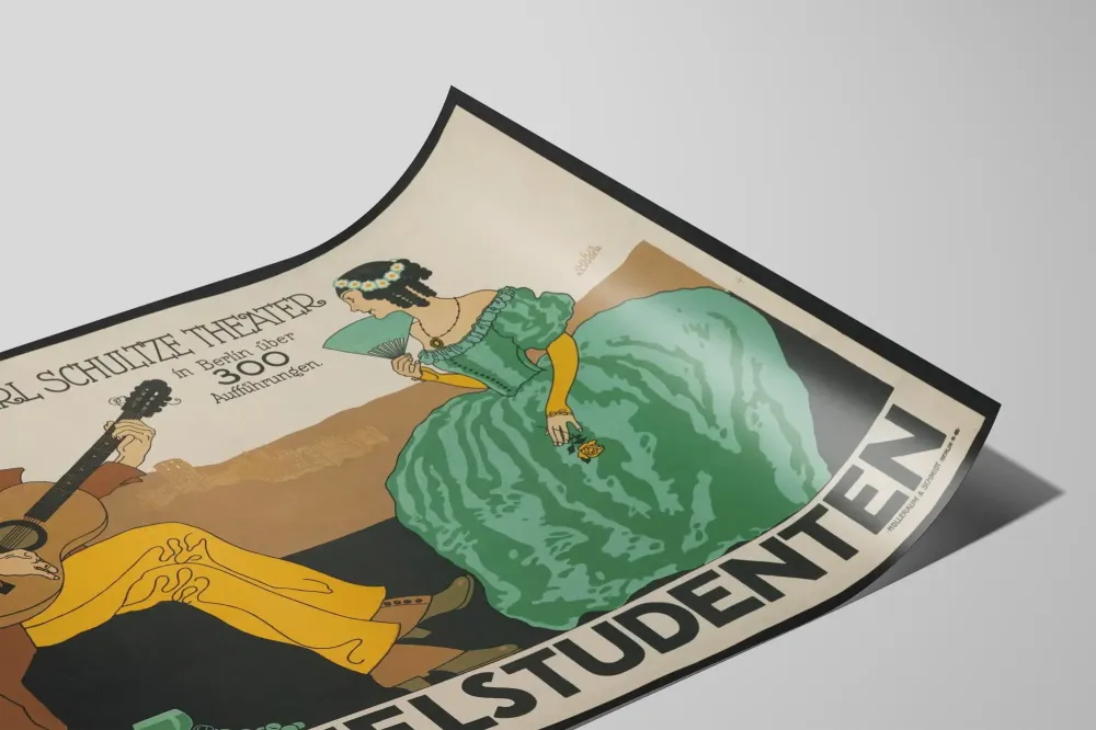 Retrojuliste Bummelstudenten - Vanhahtava teatteriseinäkoristelu saksalainen