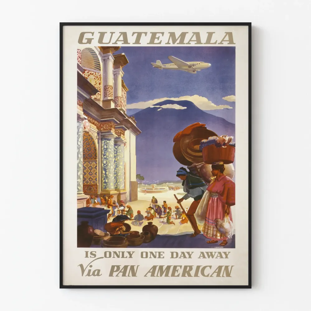 Retrojuliste Guatemalasta lentomatkasta Pan American