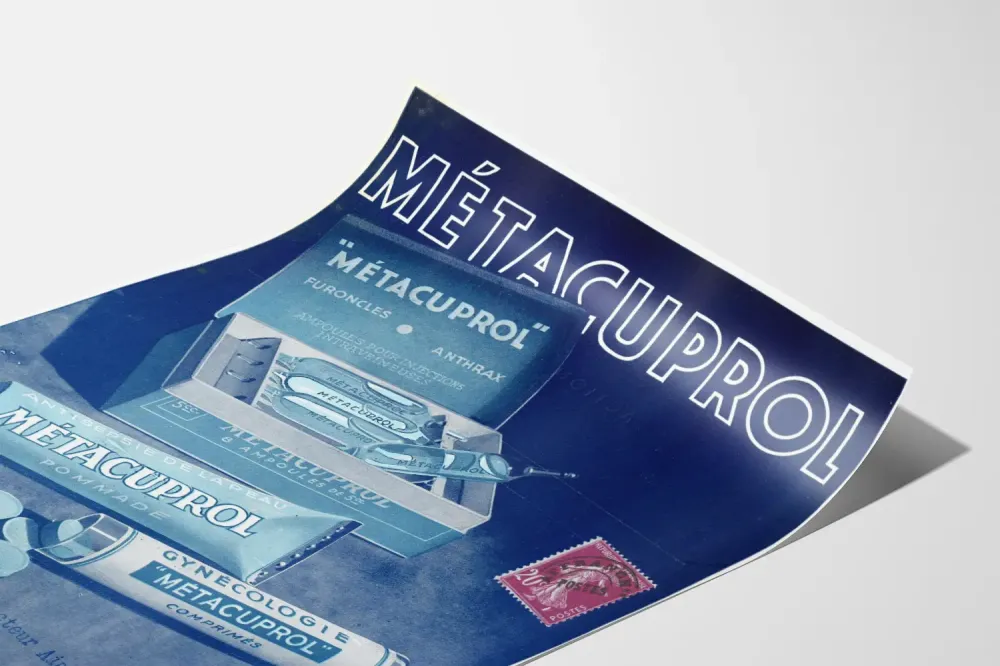 Retromainen mainosjuliste Métacuprol - Lääketieteellinen seinäkoristelu