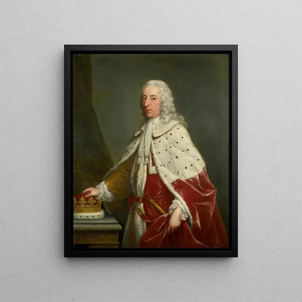 Robert Montagu'n, 6. kreivi ja 3. Manchesterin herttua, 1710-1762, kolmivartinen, juhlapuvussa ja herttuallisella kruunull...