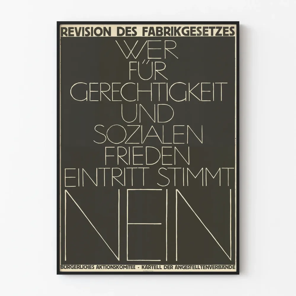 Saksalainen minimalistinen typografinen poliittinen juliste